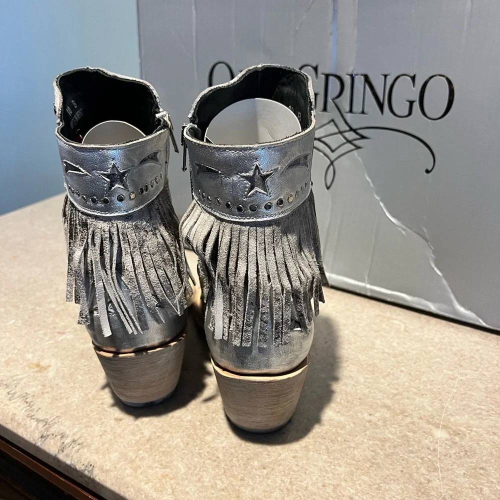 Old Gringo Moira Metallic Silver Ankle Boots - 🐆- Sz. 10 - NWT - Picture 5 of 13